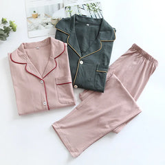 style couple pajamas long-sleeved pure cotton knit home service suit