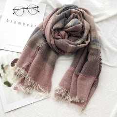 Unisex Style Scarf Cotton And Linen Solider Color