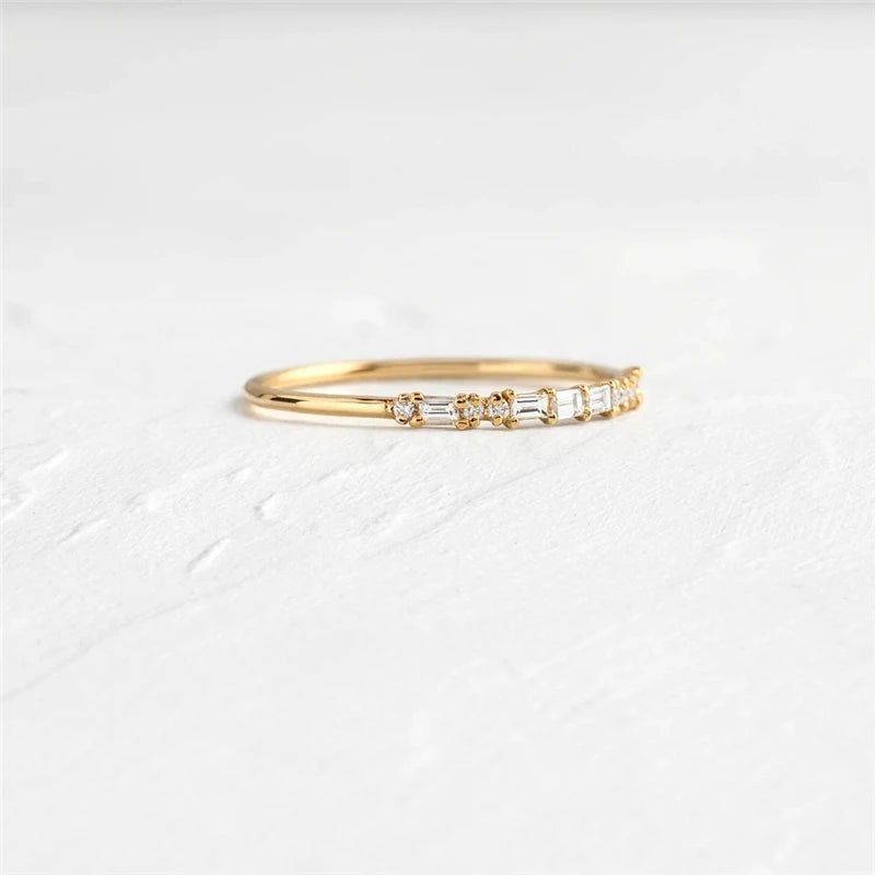 Rectangle Crystals Gold Rings for Women Rings Jewelry