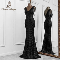 mermaid black evening vestidos prom dress