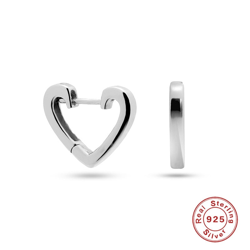 Minimalism Round Heart Pin Crystal Hoop Earrings