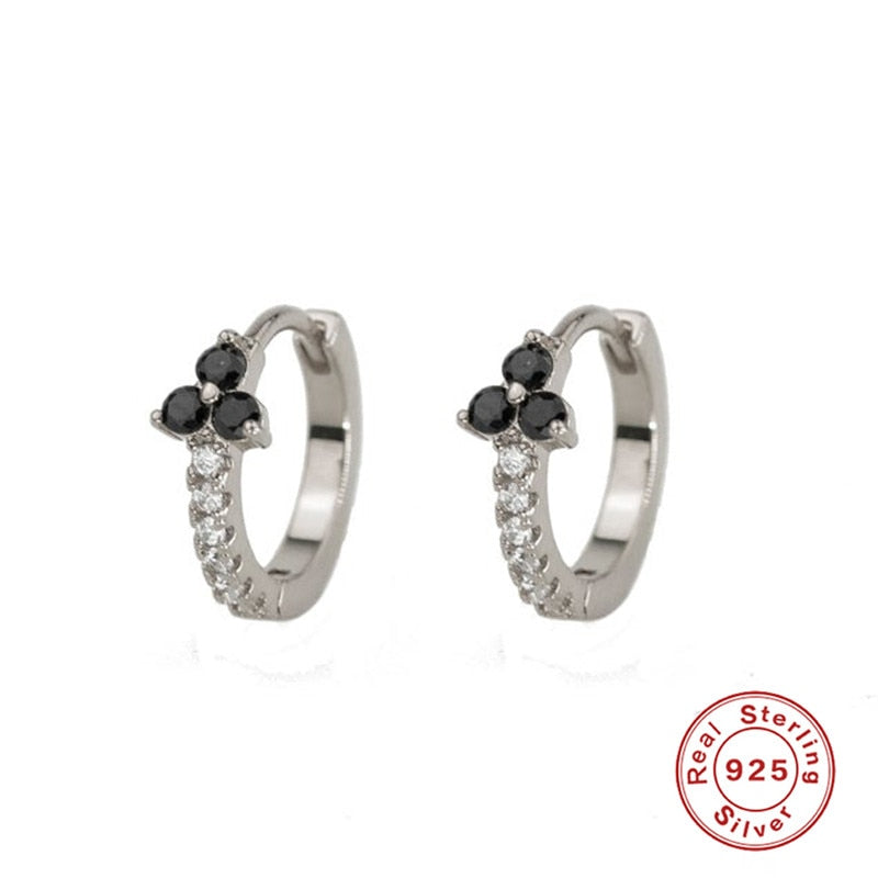 Minimalism Round Heart Pin Crystal Hoop Earrings