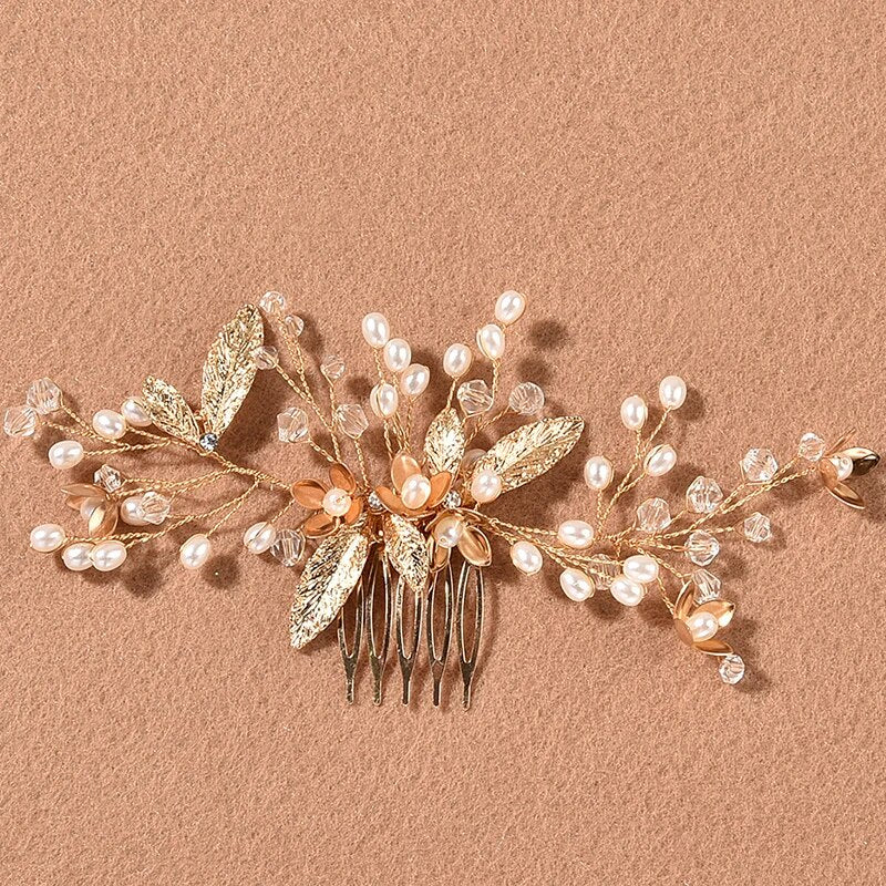 Weave Pearl Crystal Wedding Hair Combs Hair Accessories