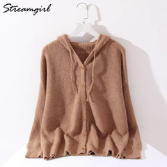 Buttoned Hooded Cardigan For Sweatshirt