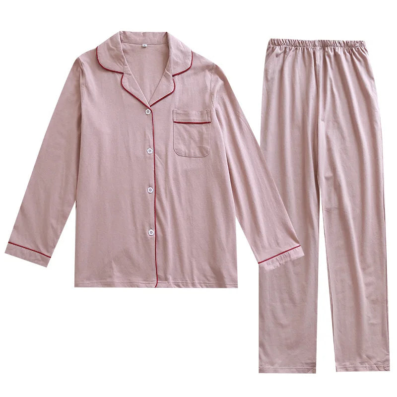 style couple pajamas long-sleeved pure cotton knit home service suit