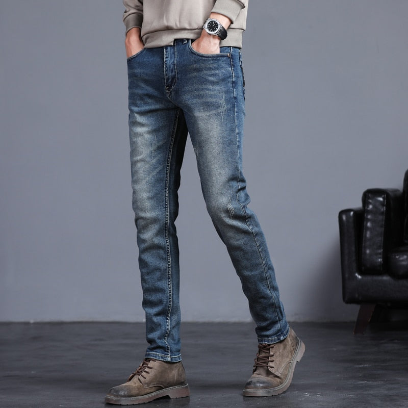 Clothing Jeans Men Streetwear Long Slim Denim Pant