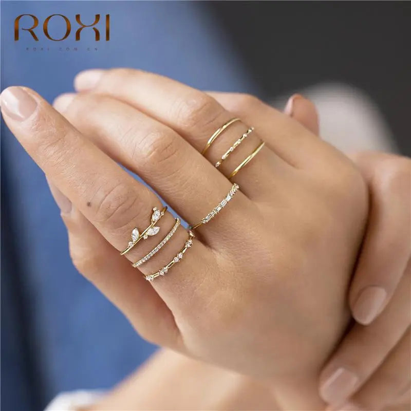 Rectangle Crystals Gold Rings for Women Rings Jewelry