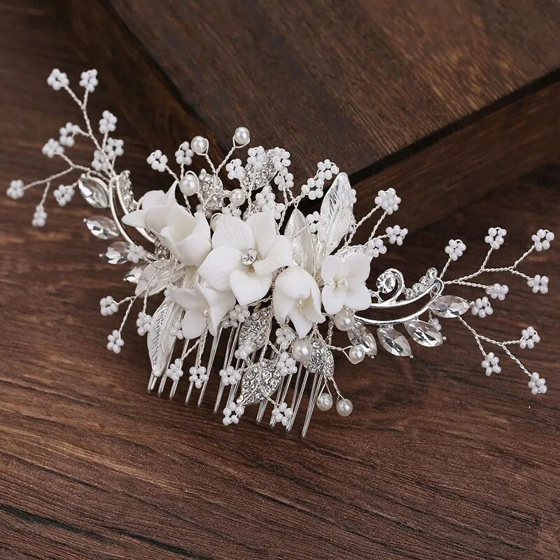 Weave Pearl Crystal Wedding Hair Combs Hair Accessories