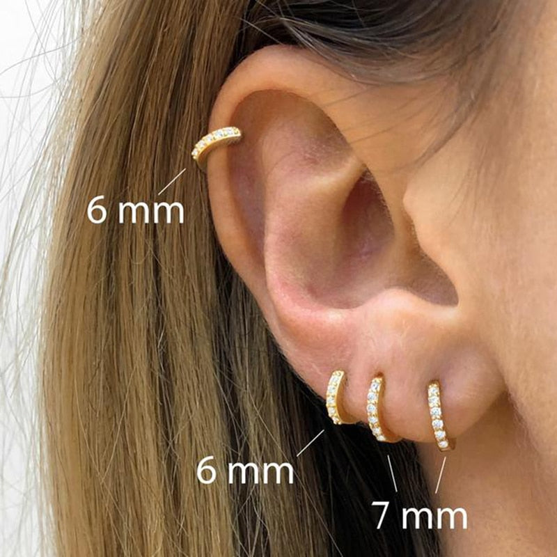 Sterling Silver Hoop Earrings Round Circle Earring Zircon Trend Jewelry