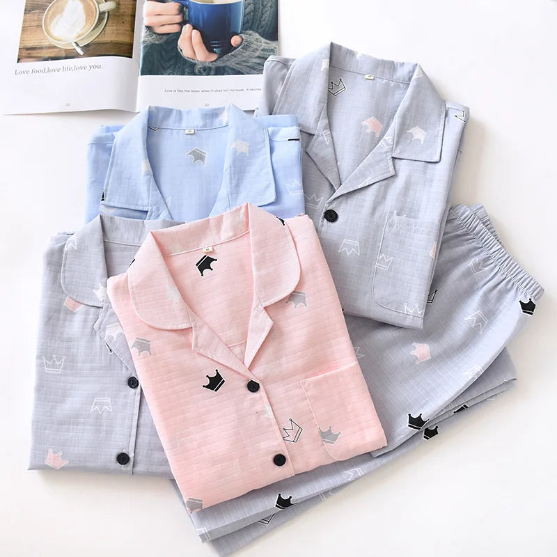 Thin Cotton Cloth Pajamas L Leisure Tops Simple Pajamas Couple Outfits