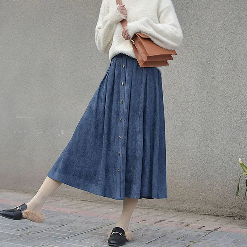 Women's Elegant Single-breasted Suede Skirt