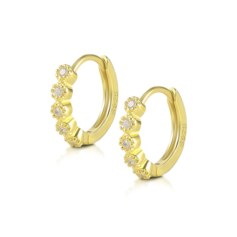 Minimalism Round Heart Pin Crystal Hoop Earrings