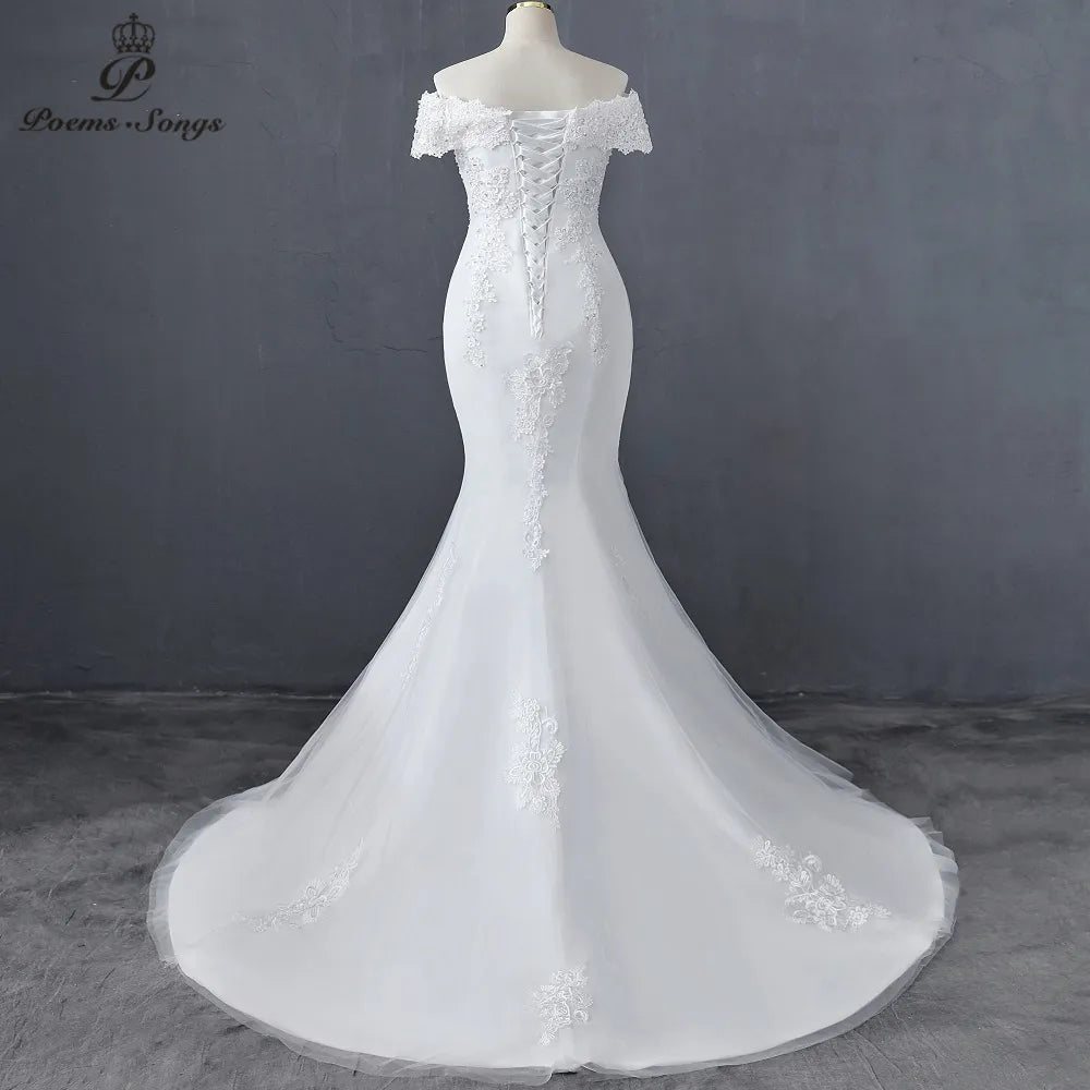 Style mermaid Sweetheart Boat neck wedding dress