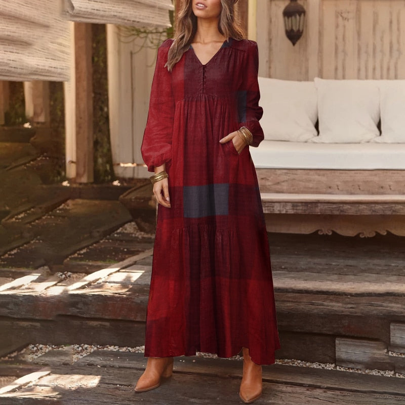 Bohemian Shirt Dress Women's Maxi Sundress