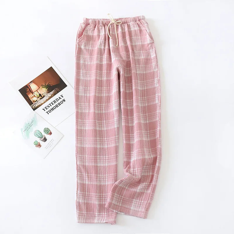 style cotton double crepe couple pants large size men