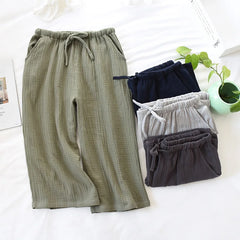 cotton crepe cloth pants large size loose home pants multicolor