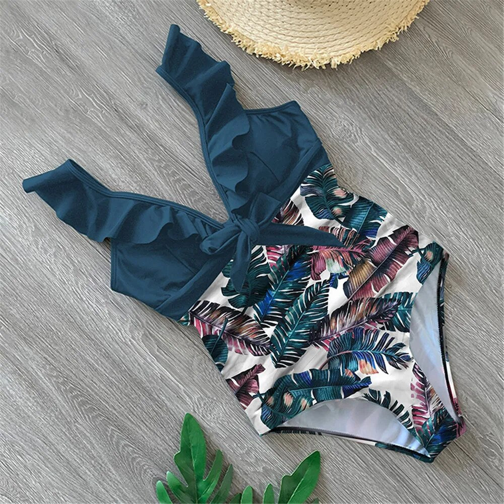 One Piece Swimsuit Ruffle  Swimwear Monokini