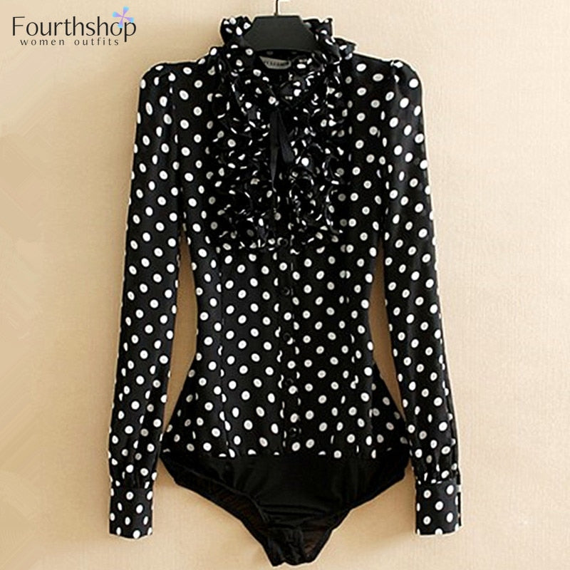 Ruffles Blouses And Shirts Office Lady Business Work Bodysuits