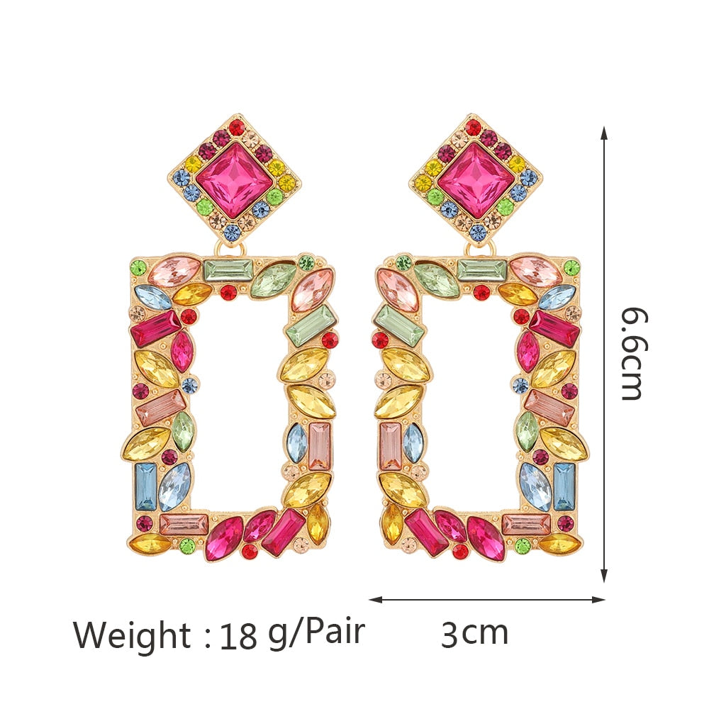 Fashion Boho Multicolor Square Drop Dangle Earrings