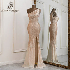 Exquisite One shoulder style evening dress prom