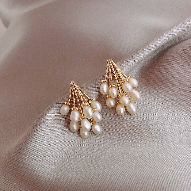 Vintage Rhinestone Crystal Moon Planet Pearl Zircon Earring