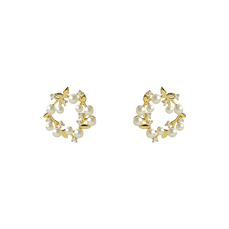 Classic Pearl wreath Stud Earrings Fashion jewelry