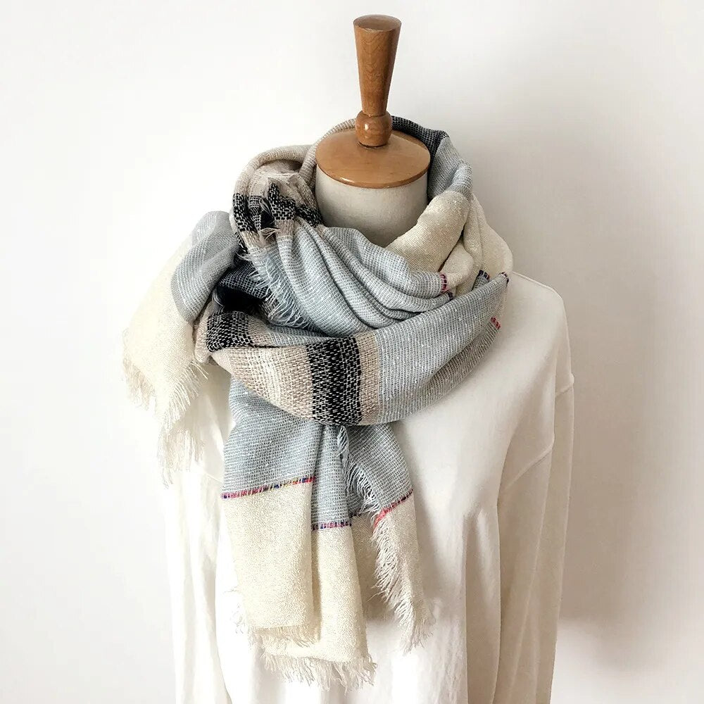 Unisex Style Scarf Cotton And Linen Solider Color