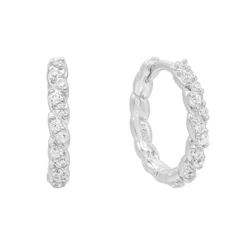 Minimalism Round Heart Pin Crystal Hoop Earrings