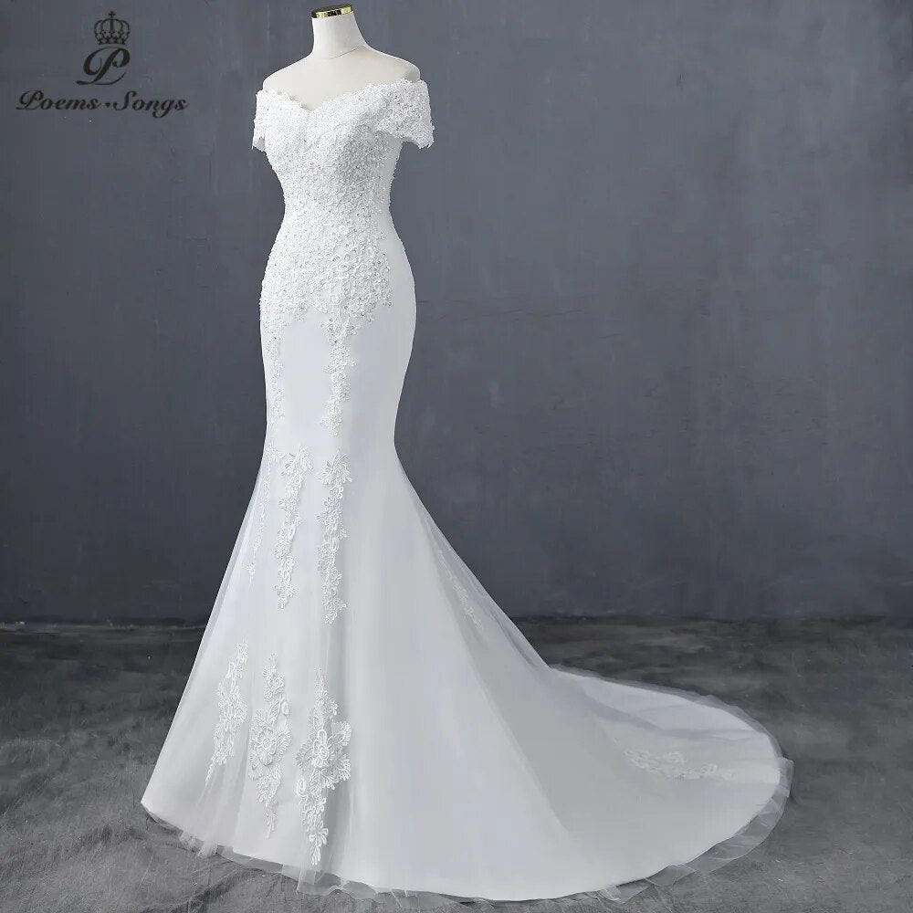 Style mermaid Sweetheart Boat neck wedding dress