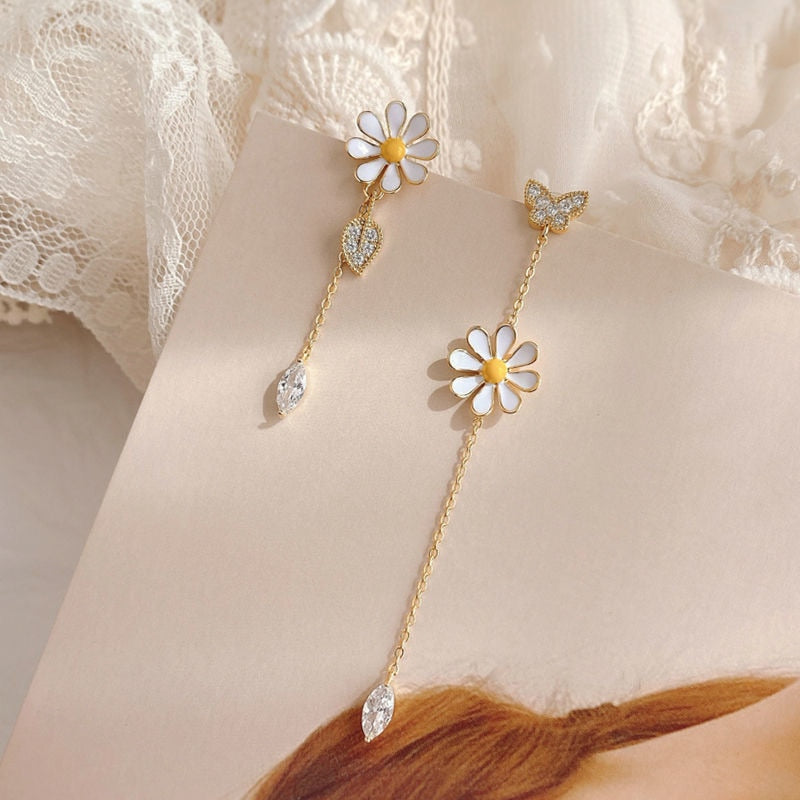 Style Long Daisy Flower Earrings Style