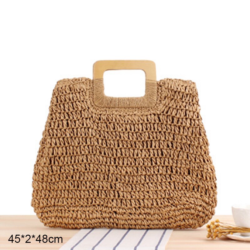 Round Straw Beach Vintage Handmade Woven Shoulder Bag