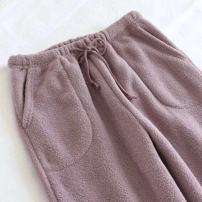 Fleece Plush Pajama Pants Winter Thick Home Pants