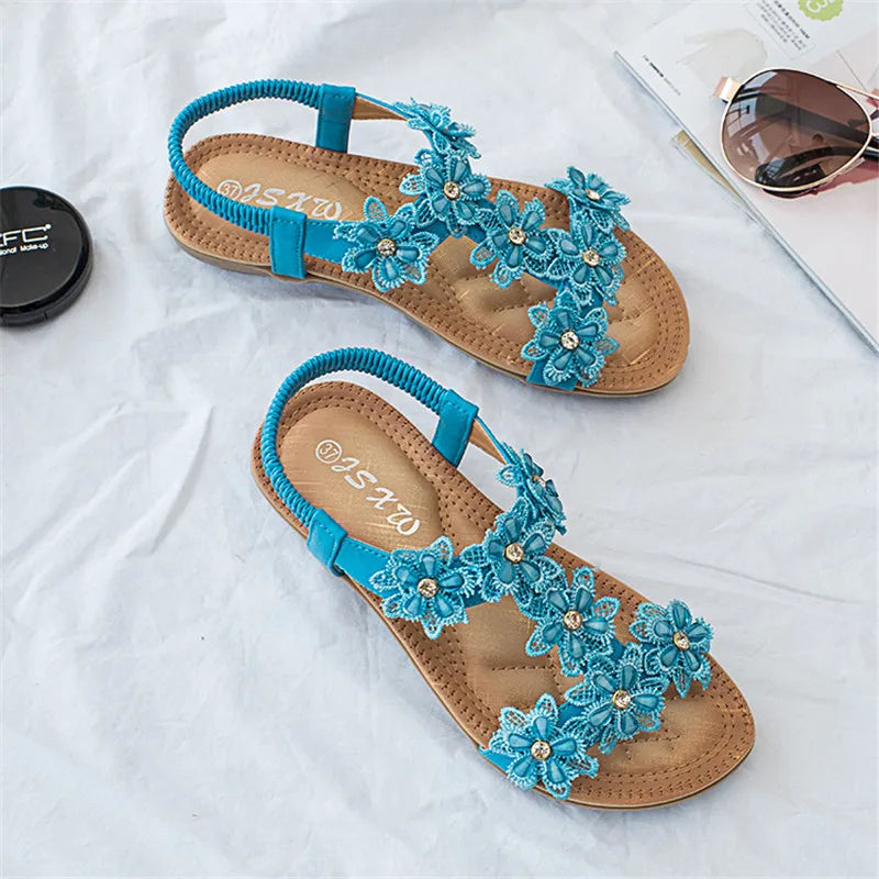 Comfortable flat sandals women woman bohemia flowers