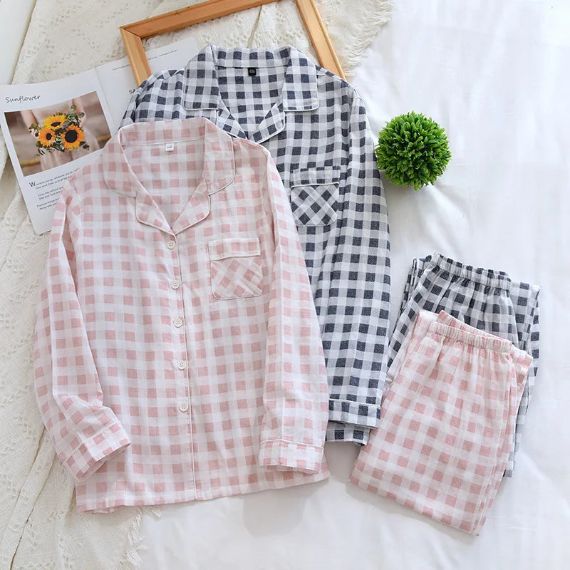 couple pajamas double-layer gauze casual home clothes