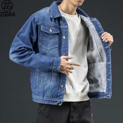 Men Light Blue Winter Jean Jackets Outerwear