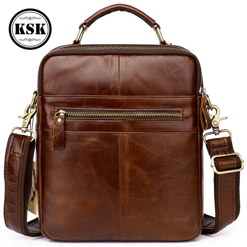 Men Shoulder Genuine Leather Bag Vintage Flap