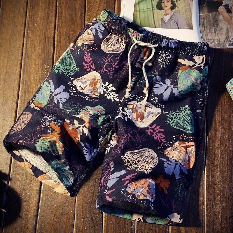 Summer Casual Shorts Men Drawstring Printed male