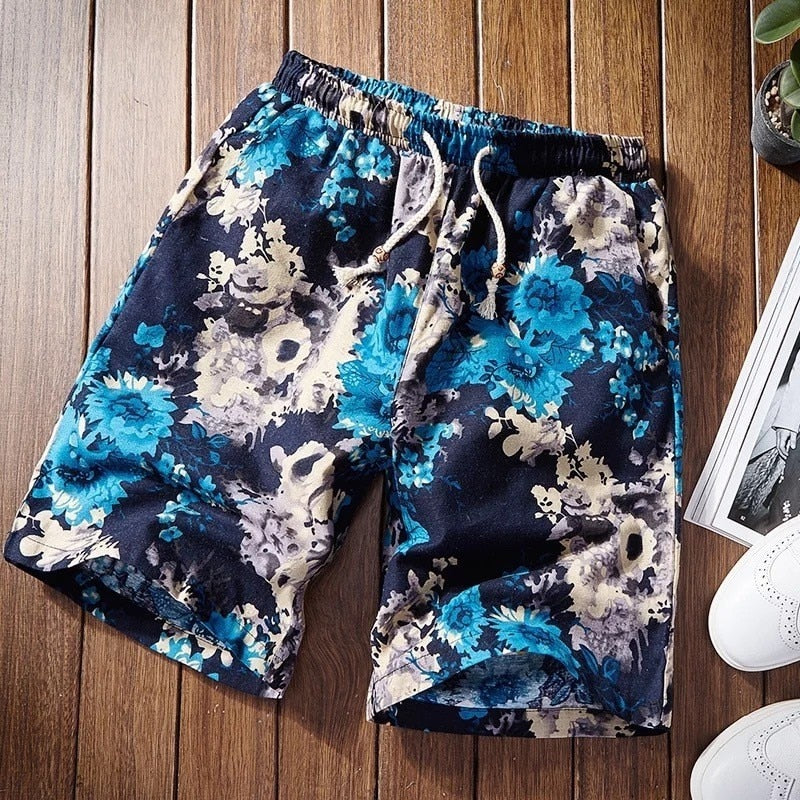 Summer Casual Shorts Men Drawstring Printed male