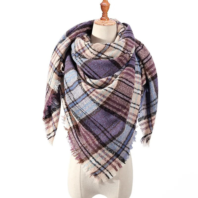 Triangle Scarf For Women Plaid Warm Wraps Blanket