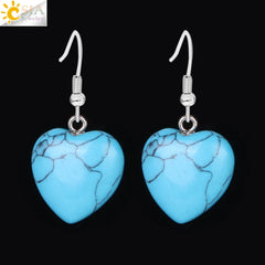 Natural Stone Earrings Heart Pendant Drop Earring