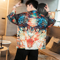 Summer Kimono Jacket Fish Men Colorful Streetwear