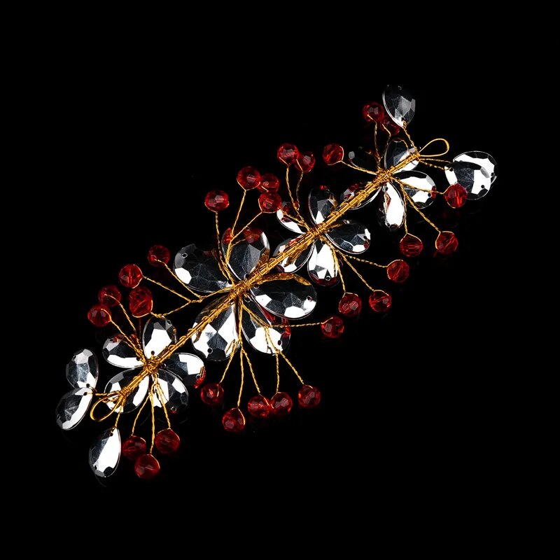 Fashion Red Crystal Beads Hairband Wedding Hair Jewelry