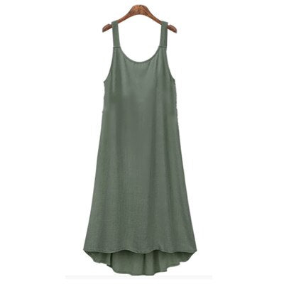 Large Size 5XL Dresses Cotton Linen Sling Loose Style Sleeveless