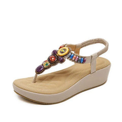 platform sandals Style Women Sandals Bohemia Flats Beaded