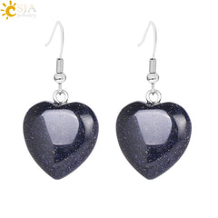 Natural Stone Earrings Heart Pendant Drop Earring