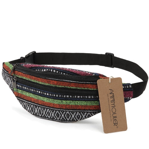 Women Fanny Pack Colors Fabric Waist Packs Bohemian Style