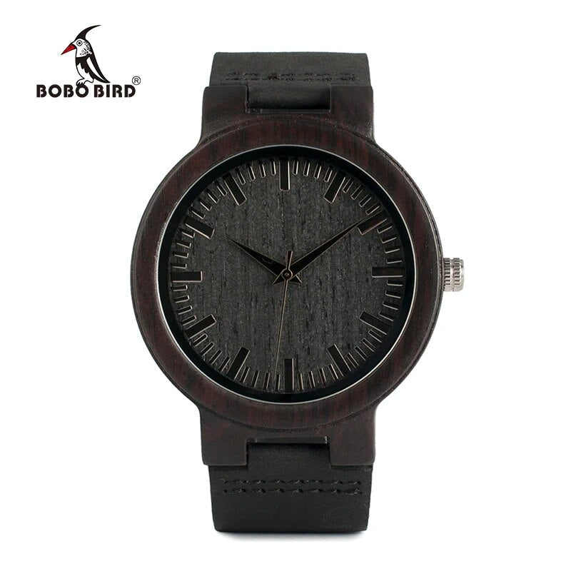 Men's Design Brand Wooden Bamboo With Leather