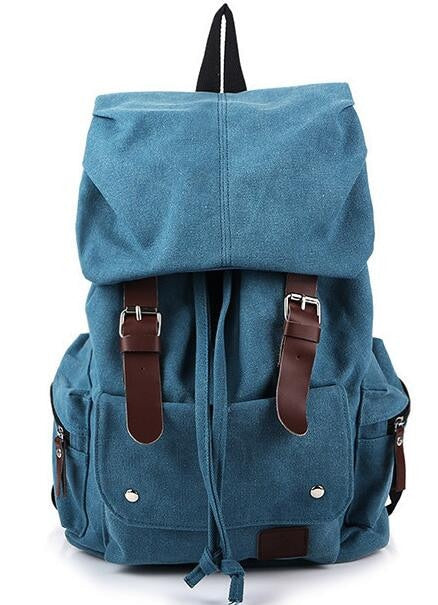 Casual Vintage Big Laptop Rucksack Canvas Drawstring Backpack