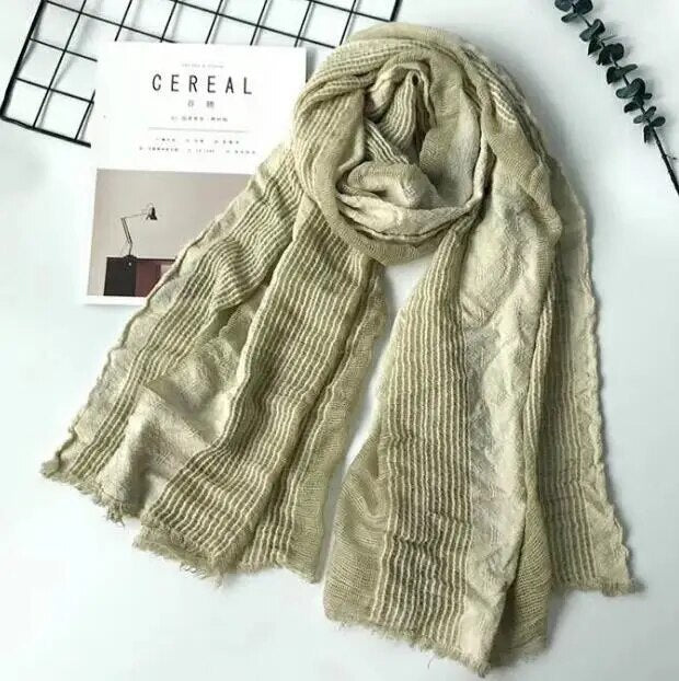 Style Winter Scarf Cotton And Linen Striped Plaid