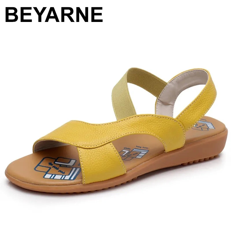 Cow Genuine Leather Sandals Women Flat Heel Sandals Fashion